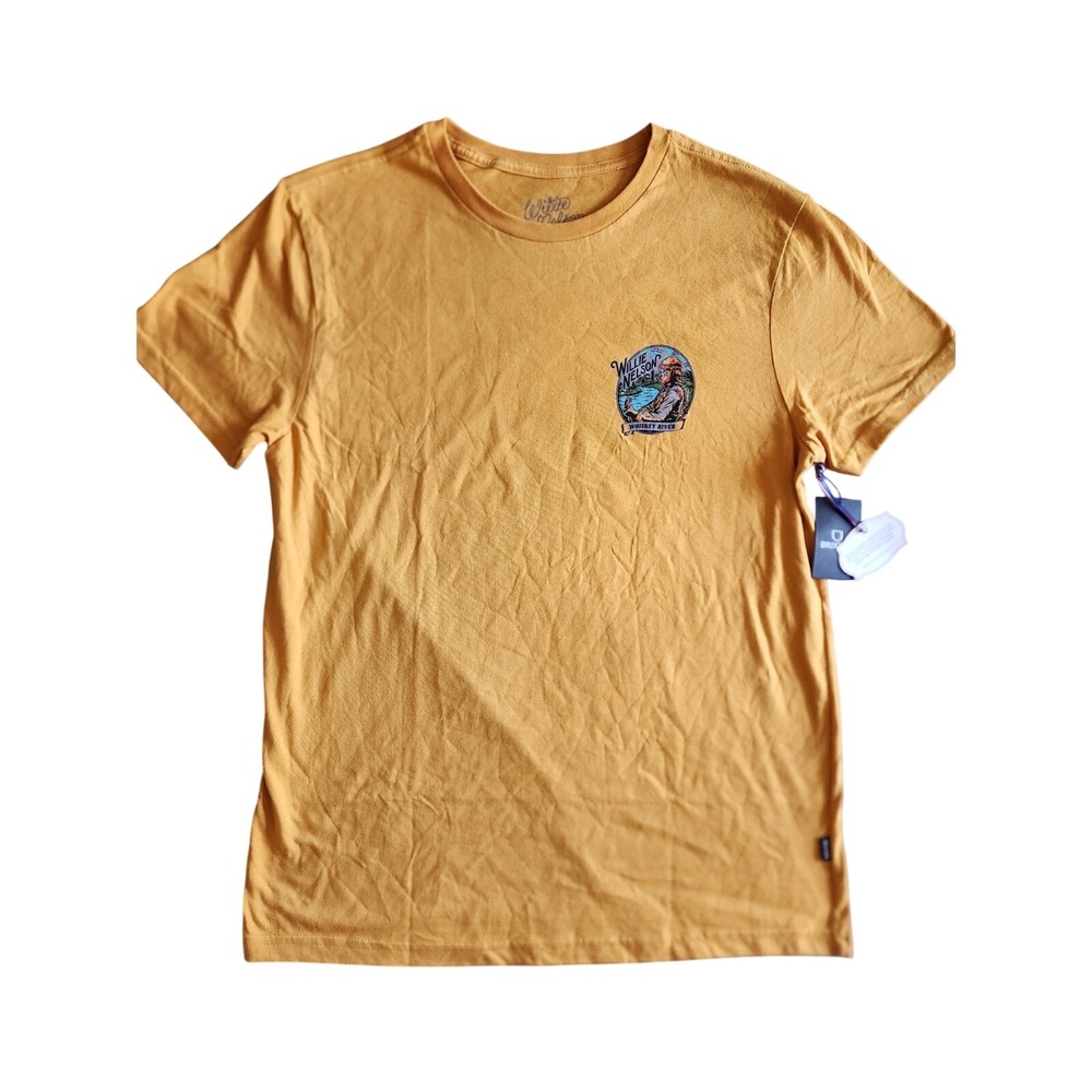 Brixton Willie Nelson Whiskey River Graphic T-Shirt Mustard Yellow Men Small NWT